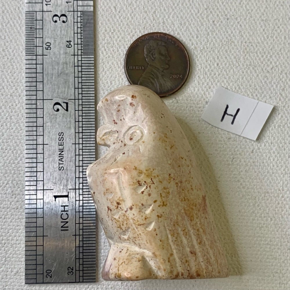 Spotted Kisii Soapstone Owl Carving Hand Carved Stone Animal Bird Figurine 2" - Picture 7 of 8